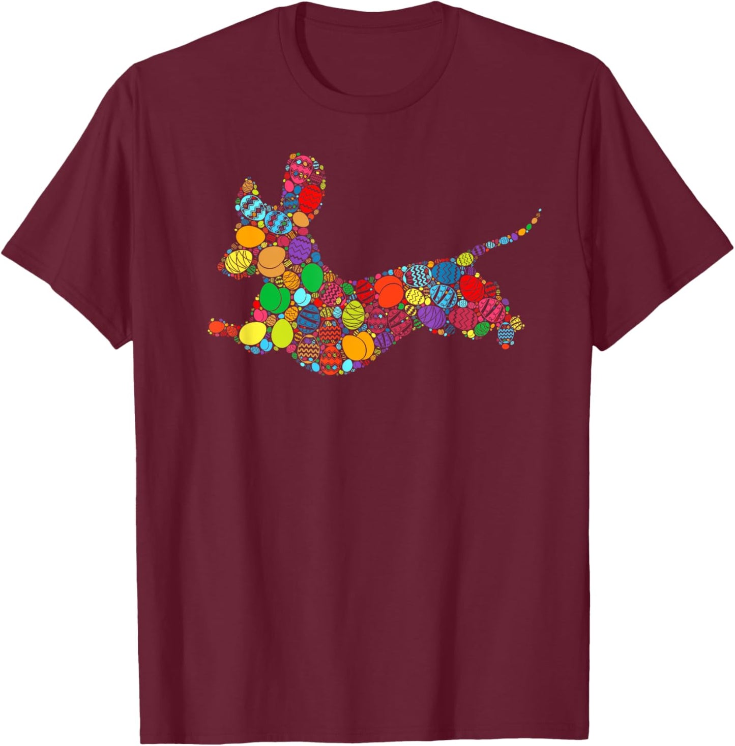 Easter Day Colorful Basket Egg Hunting Eggs - Dog Dachshund T-Shirt - T-Shirt | Maroon