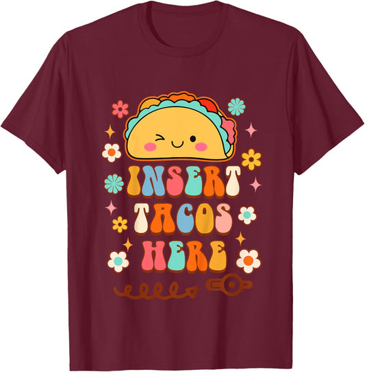 Kids Tubie Cutie G-Button Gastrostomy Button Insert Tacos Here T-Shirt - T-Shirt | Maroon