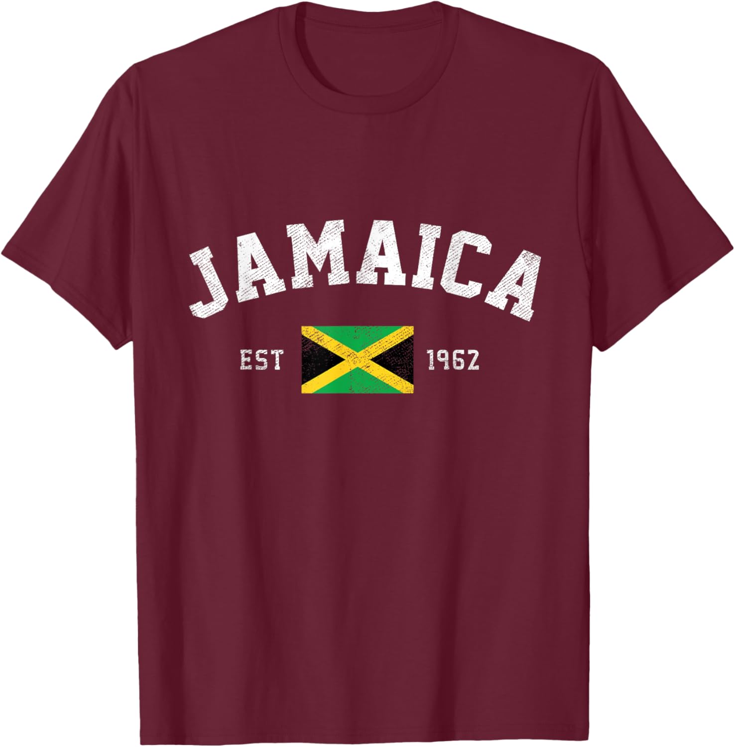 Jamaica Est. 1962 Jamaican Flag Independence Day T-Shirt - T-Shirt | Maroon