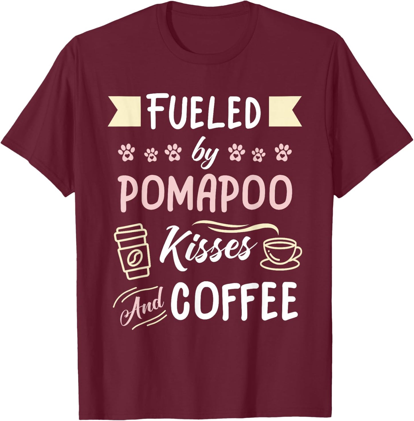 PomaPoo Mom Coffee Lover T-Shirt - T-Shirt | Maroon