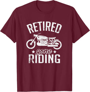 Biker Gifts Retired Gone Riding Motorcycle Retirement Party Gift - Adults - - Short Sleeve - Black - Small T-Shirt - T-Shirt | Maroon