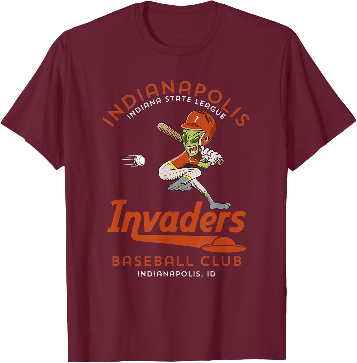 Indianapolis Invaders Minor League Retro Baseball Team T-Shirt - T-Shirt | Maroon