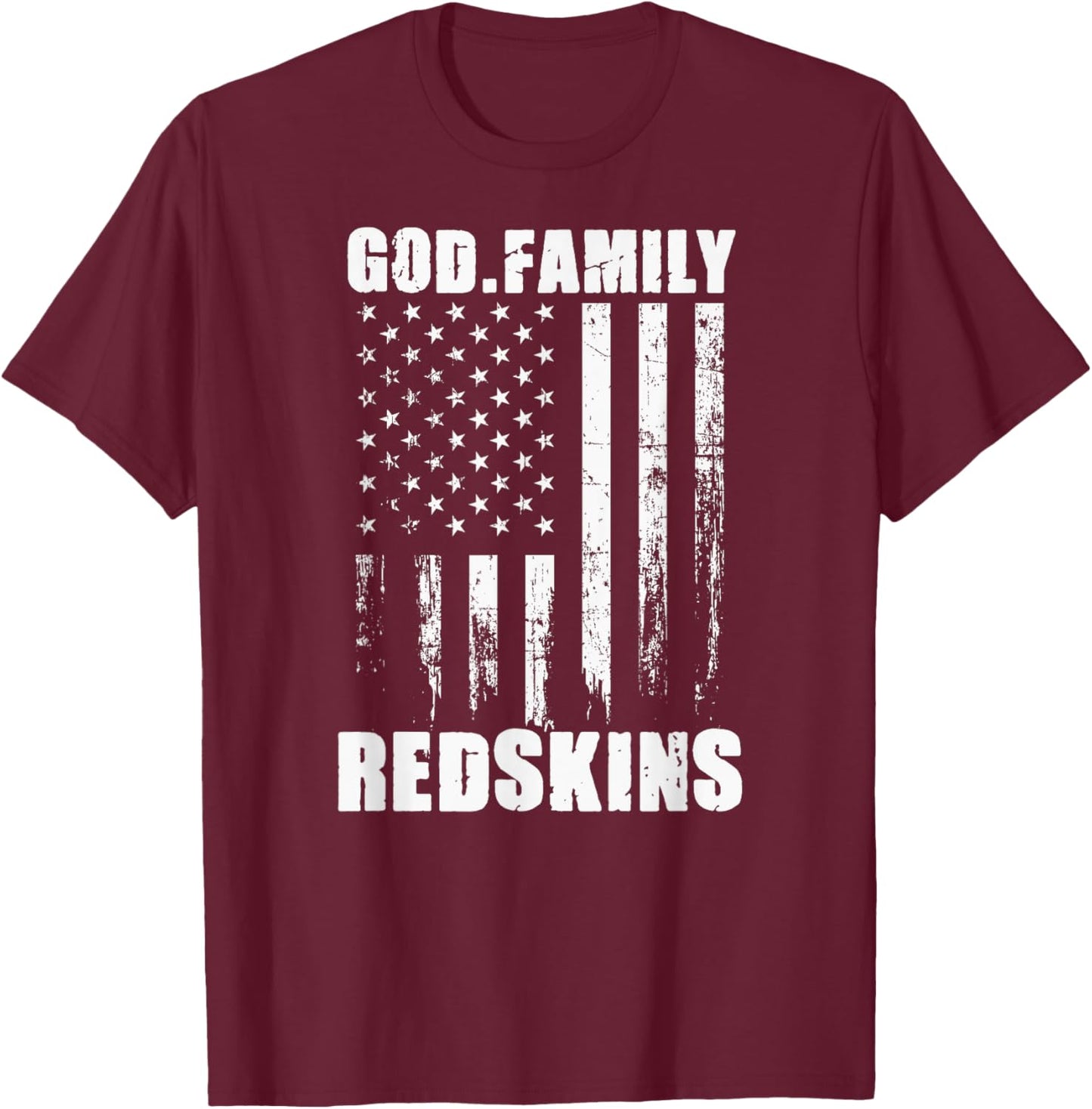 Bryan County Redskins God. Family. Vintage USA Flag T-Shirt - T-Shirt | Maroon