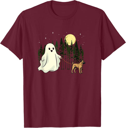 Black Mouth Cur Walking Ghost Halloween Funny Kids Costume T-Shirt - T-Shirt | Maroon