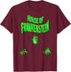 Universal Monsters House Of Frankenstein Walk Portrait T-Shirt - T-Shirt | Maroon