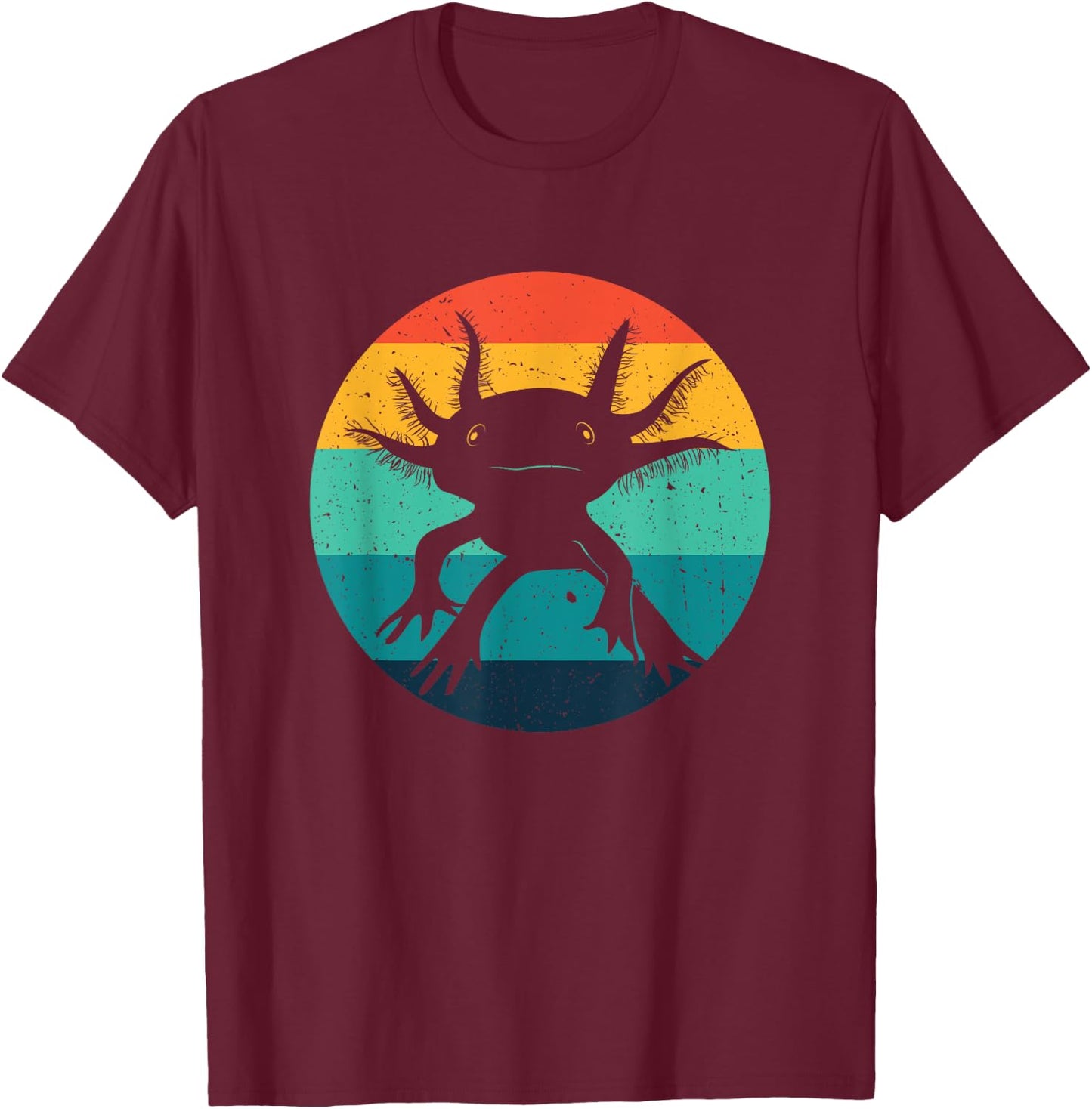 Ambystomatidae Breeder Axolotl Animal Funny Retro Black Adult T-Shirt - T-Shirt | Maroon