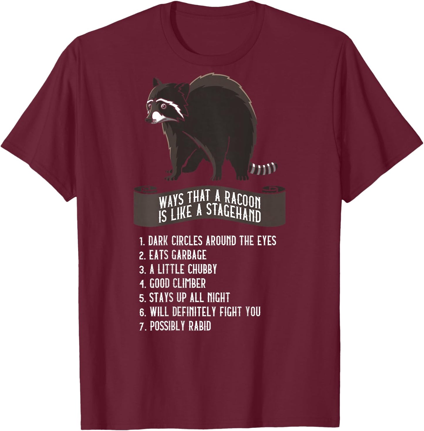 Stage Crew Stagehand Like A Racoon Light Guy T-Shirt - T-Shirt | Maroon