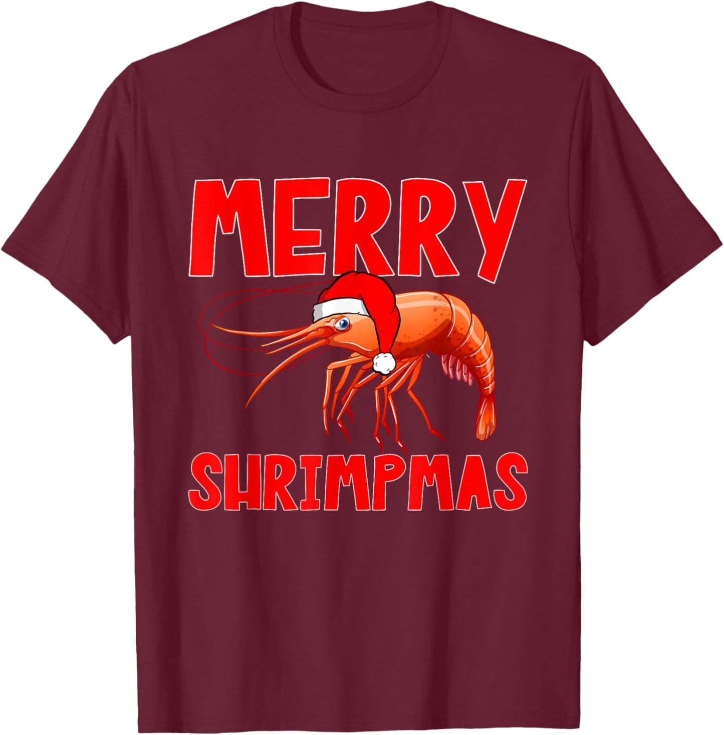 Shrimp Seafood Shellfish - Merry Shrimpmas Christmas T-Shirt - T-Shirt | Maroon