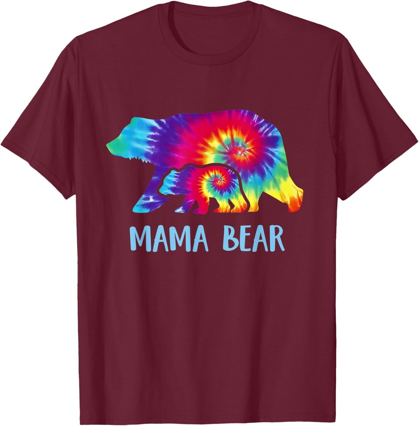 Mama Bear Shirt Family Tie Dye Gift Mom T-Shirt - T-Shirt | Maroon