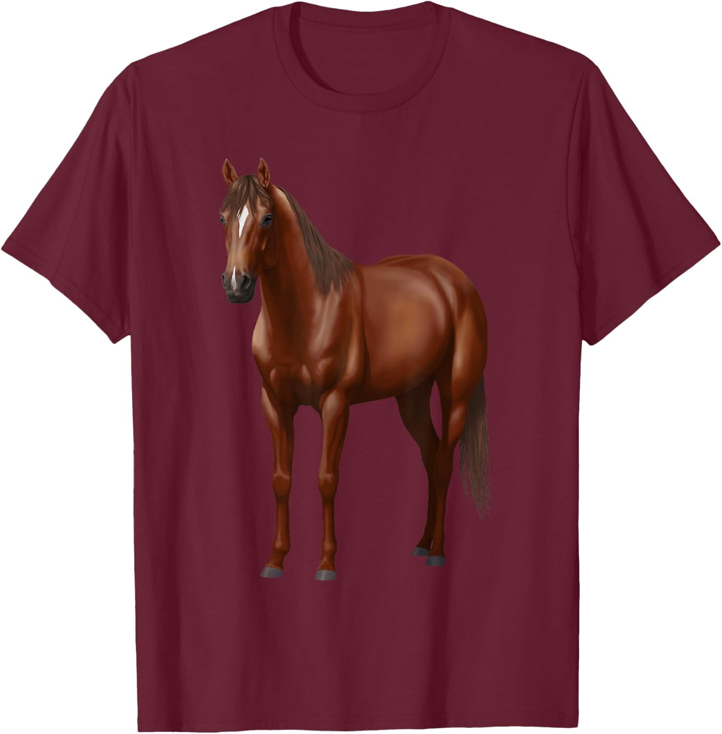 Beautiful Dark Sorrel Chestnut Quarter Horse Lovers Gift T-Shirt - T-Shirt | Maroon