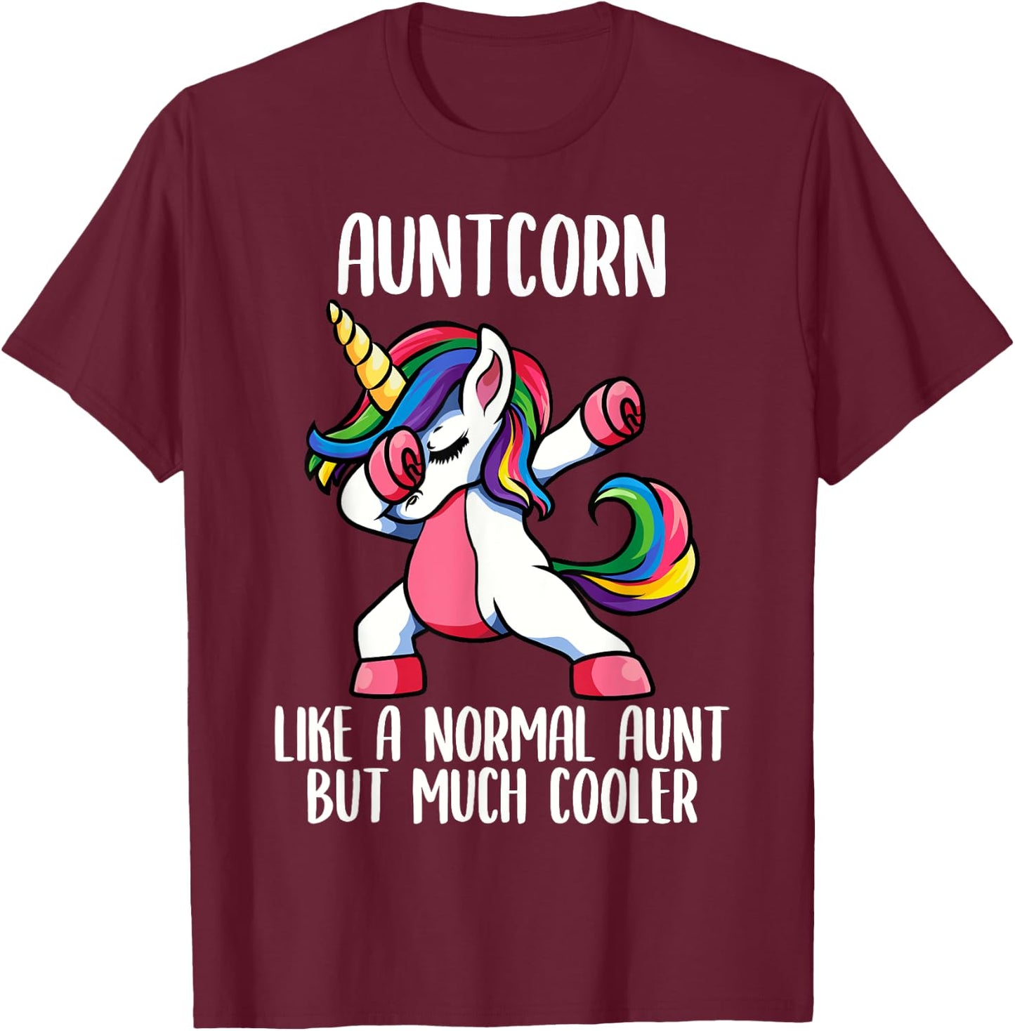 Unicorn Aunt Girl Birthday Party Apparel, AuntCorn Cute T-Shirt - T-Shirt | Maroon