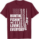 Hunting Fishing Loving Everyday American Deer Hunter Patriot T-Shirt - T-Shirt | Maroon