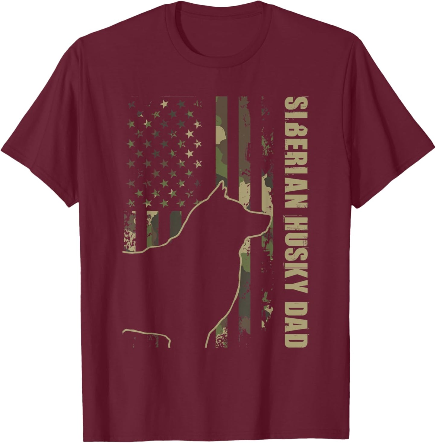 Siberian Husky Dad - Patriotic USA Dog Lover Pet Trainer Women Kids T-Shirt - T-Shirt | Maroon