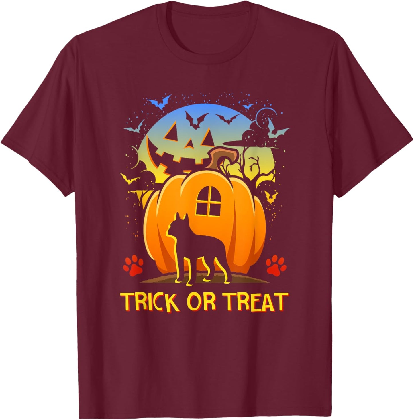 Boston Terrier Happy Halloween Costume Dog Boo Dogs Men Women Kids T-Shirt - T-Shirt | Maroon