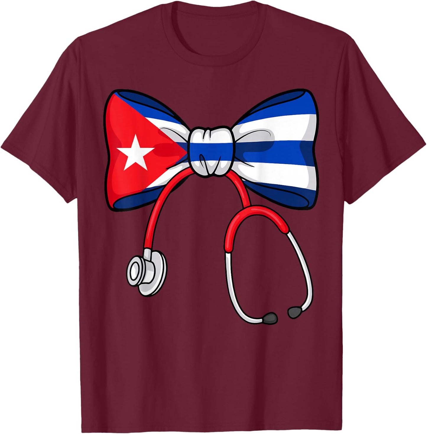 Cuban Nurse Pride Cuba Flag RN Heartbeat Hero T-Shirt - T-Shirt | Maroon