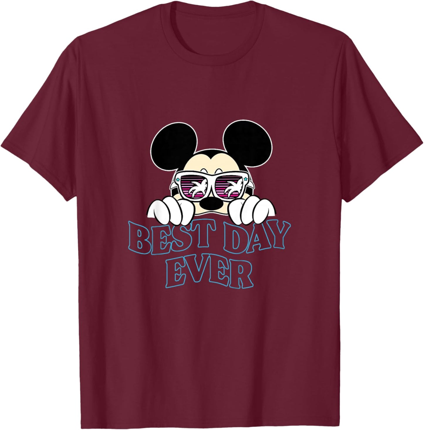 Kids Disney Mickey and Friends Best Day Ever Beach Shades Youth T-Shirt - T-Shirt | Maroon