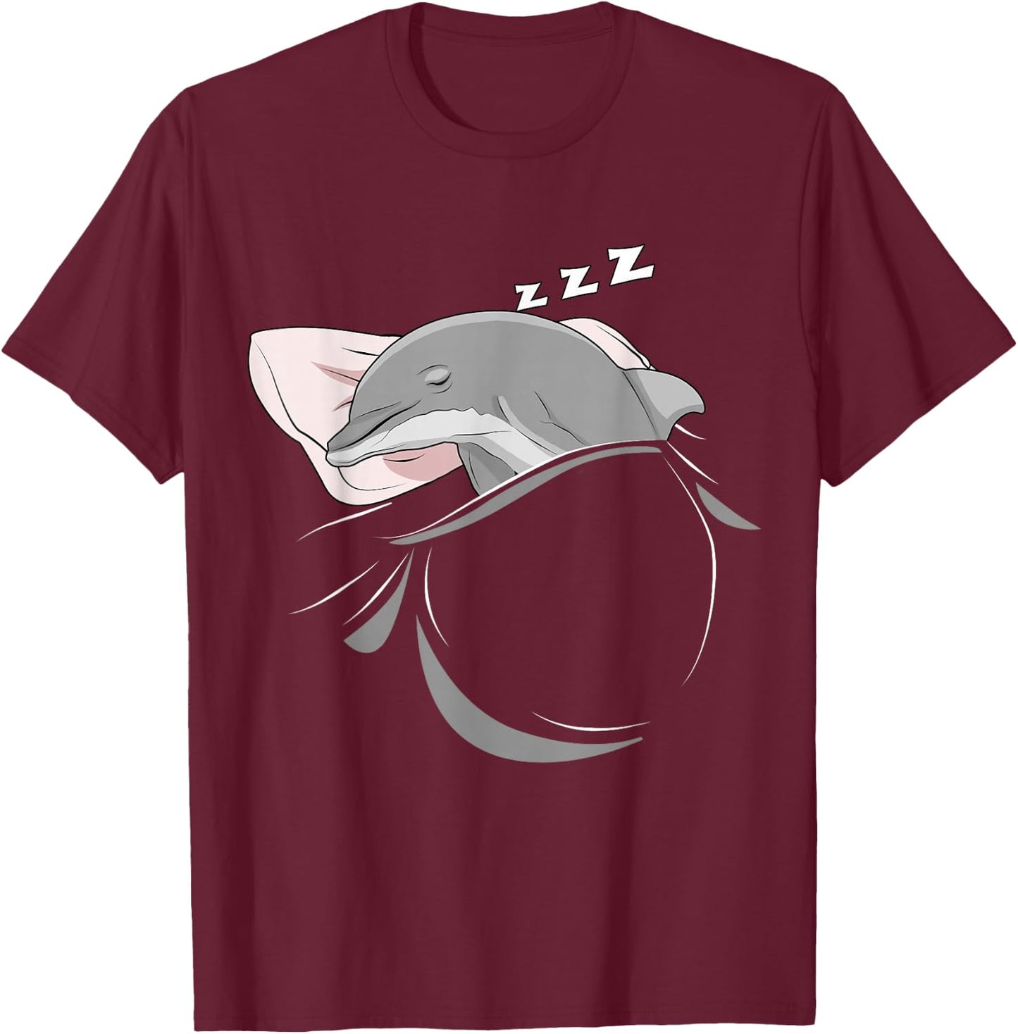 Funny Dolphin Merch , Men & Kids Dolphin Sleeping Animal Pajamas Nap PJs Outfit Gift Dolphin T-Shirt - T-Shirt | Maroon