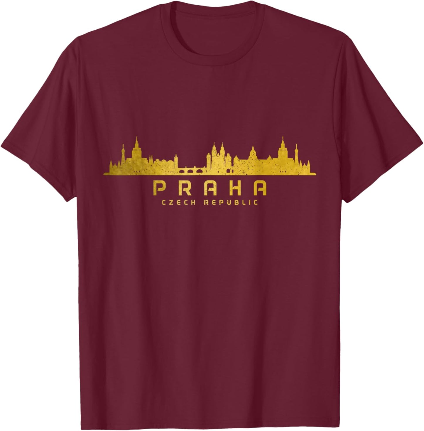 Prague Skyline Czech Republic Praha Souvenir T-Shirt - T-Shirt | Maroon