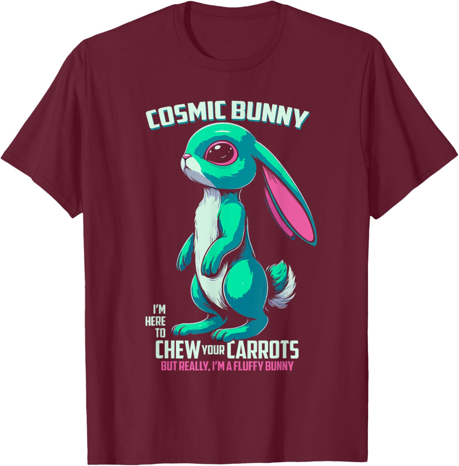 Alien Bunny Extraterrestrial Rabbit UFO T-Shirt - T-Shirt | Maroon