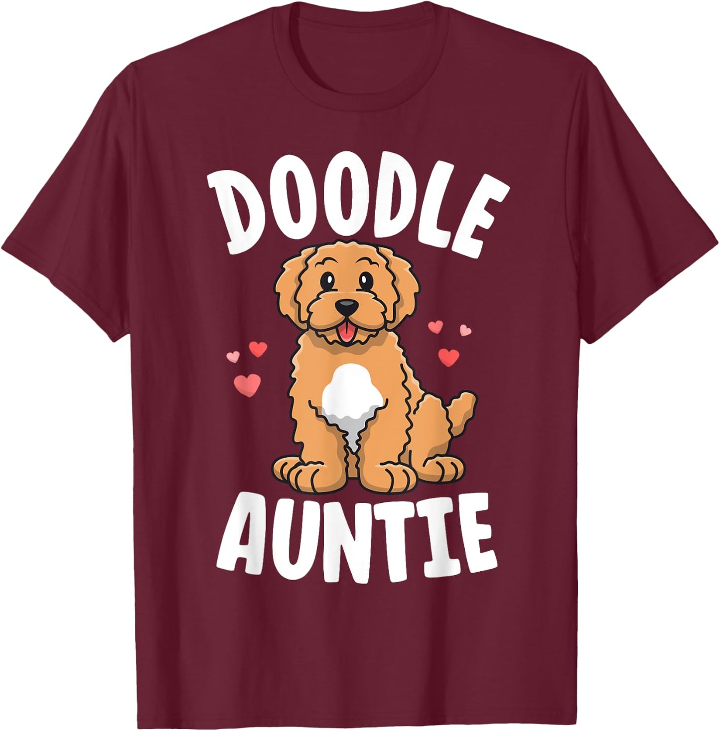 Doodle Auntie Goldendoodle Shirts Women Kawaii Dog Aunt T-Shirt - T-Shirt | Maroon