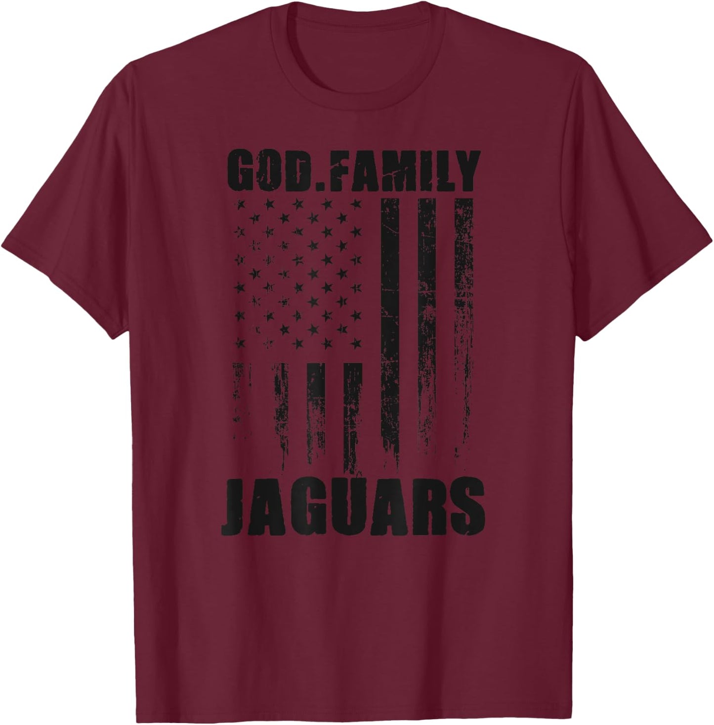 Boulder Creek Jaguars God. Family. Vintage USA Flag T-Shirt - T-Shirt | Maroon
