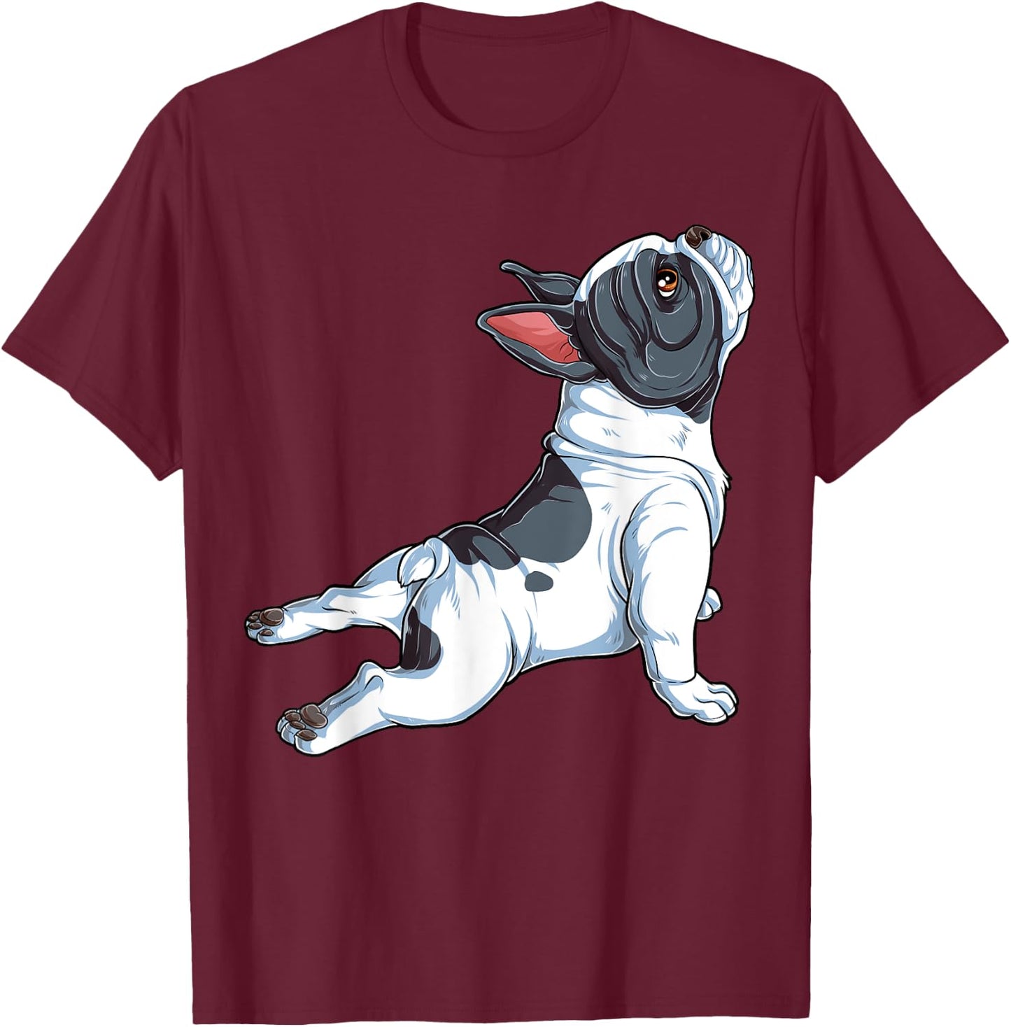 French Bulldog Yoga T shirt Frenchie Namaste Men Funny Gift T-Shirt - T-Shirt | Maroon