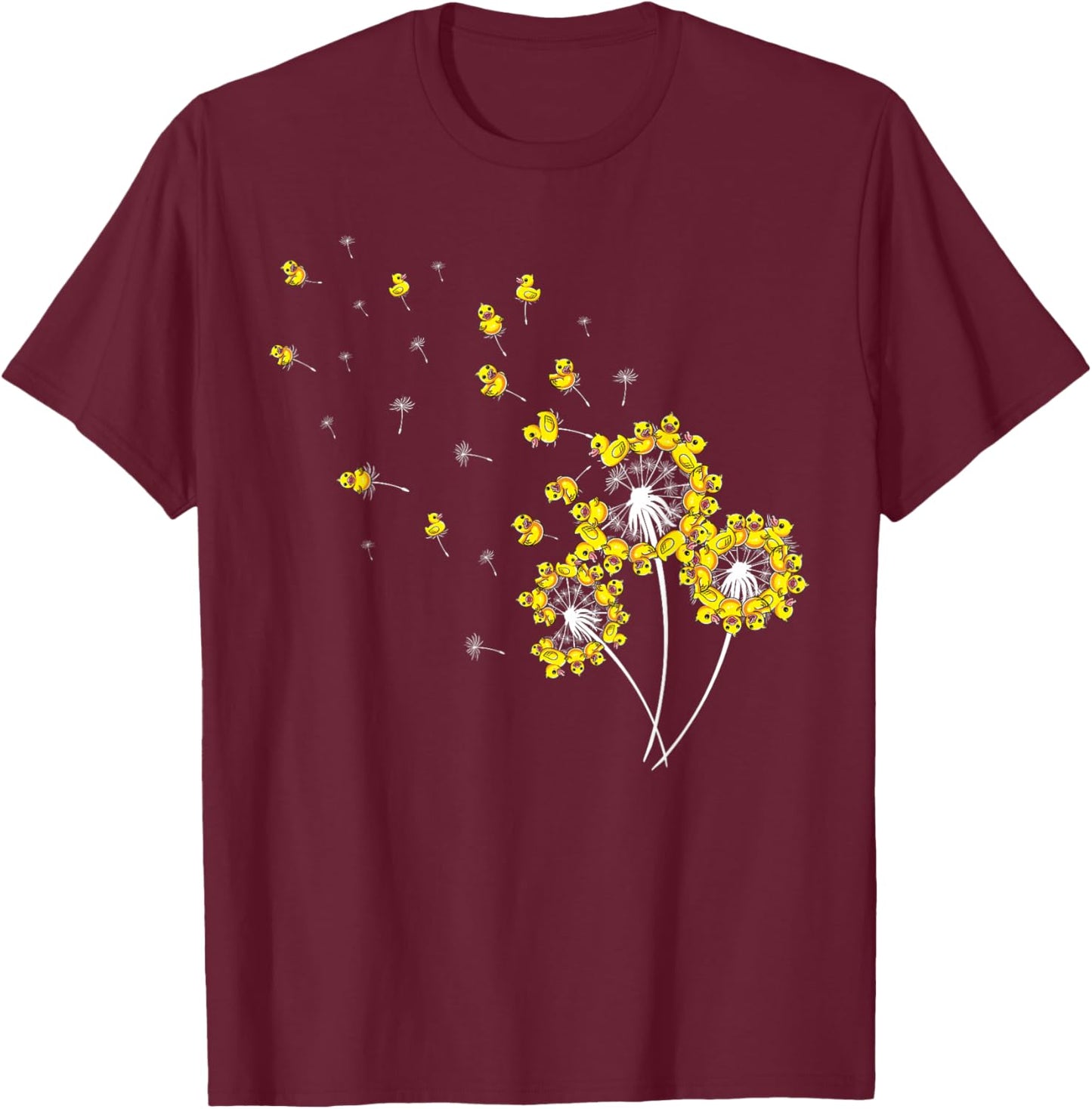 Rubber Duck Dandelions Cute Rubber Duckie Bath Toy Funny T-Shirt - T-Shirt | Maroon