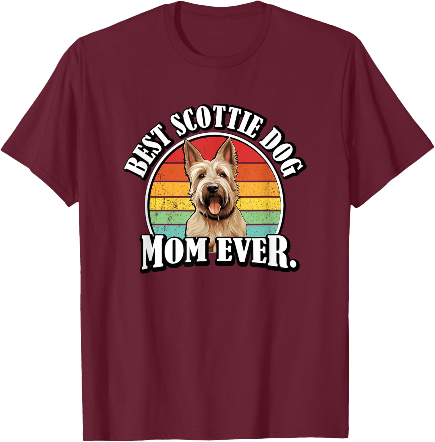 Retro Vintage Wheaten Tan Beige Best Mom Scottie Dog Lover T-Shirt - T-Shirt | Maroon