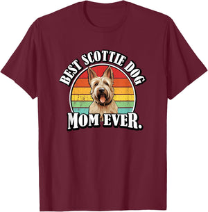 Retro Vintage Wheaten Tan Beige Best Mom Scottie Dog Lover T-Shirt - T-Shirt | Maroon