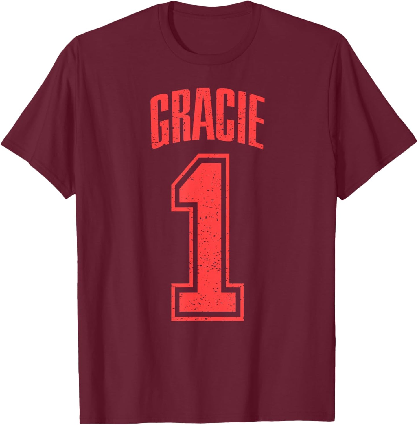 Gracie Supporter Number 1 Größter Fan T-Shirt - T-Shirt | Maroon