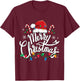 Merry Christmas Lights Red Santa Hat Xmas Family Men Women T-Shirt - T-Shirt | Maroon