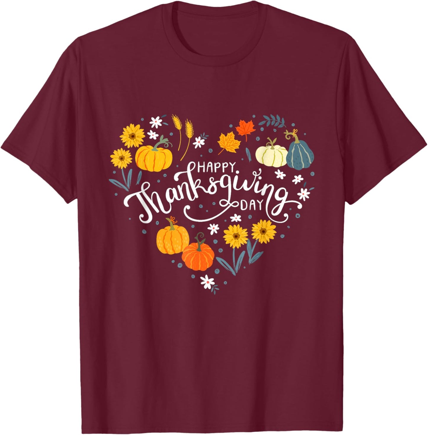 Happy Thanksgiving for Boys Girls Kids Thanksgiving Family T-Shirt - T-Shirt | Maroon