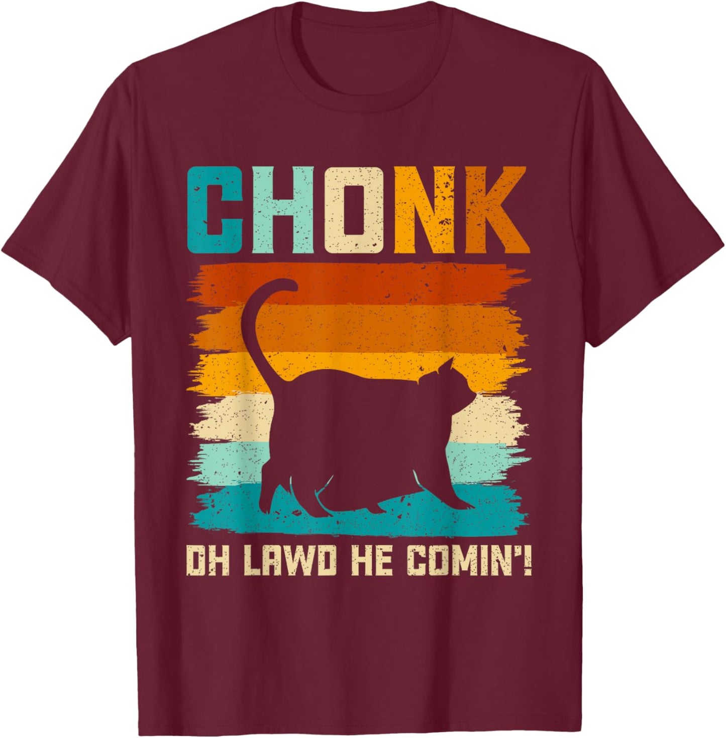 Chonk Cat Scale Meme Funny Retro Style Vintage Cats Memes Women Girls Kids T-Shirt - T-Shirt | Maroon