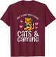 Just Girl Who Loves Cats Gaming Cute Gamer Women Girls Kids T-Shirt - T-Shirt | Maroon