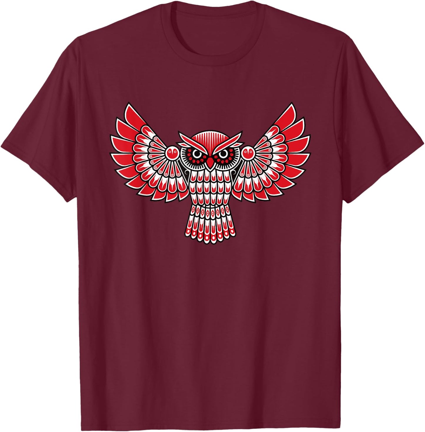 Haida Owl American Indian Native America Indigenous T-Shirt - T-Shirt | Maroon