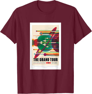 NASA JPL The Grand Tour Visions of the Future Voyager Poster T-Shirt - T-Shirt | Maroon