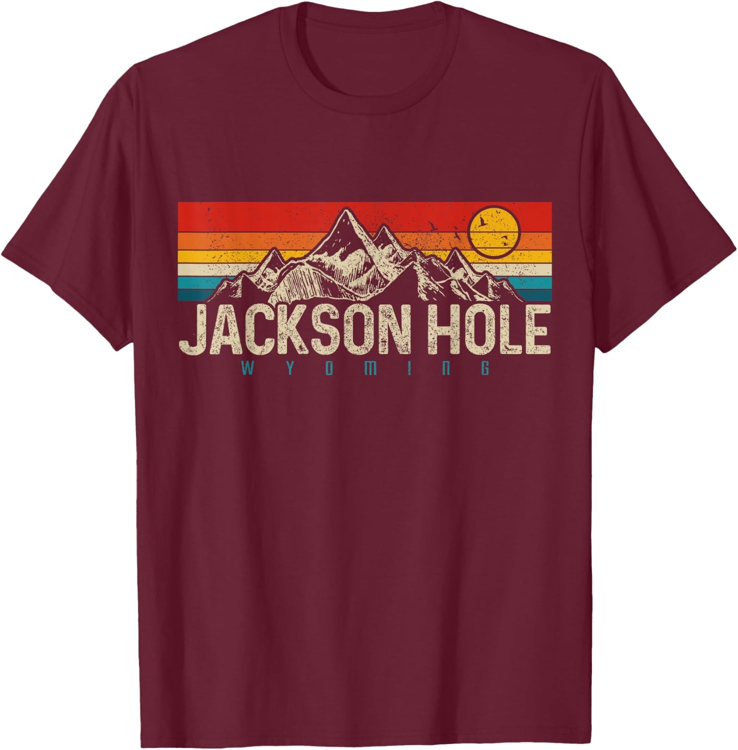 Jackson Hole Wyoming Vintage Mountains Pride Gift T-Shirt - T-Shirt | Maroon