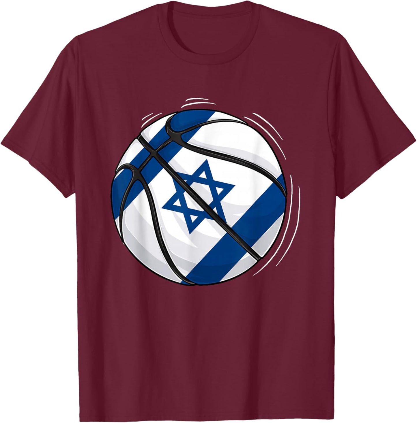 Basketball Ball With The Flag Of Israel T-Shirt - T-Shirt | Maroon