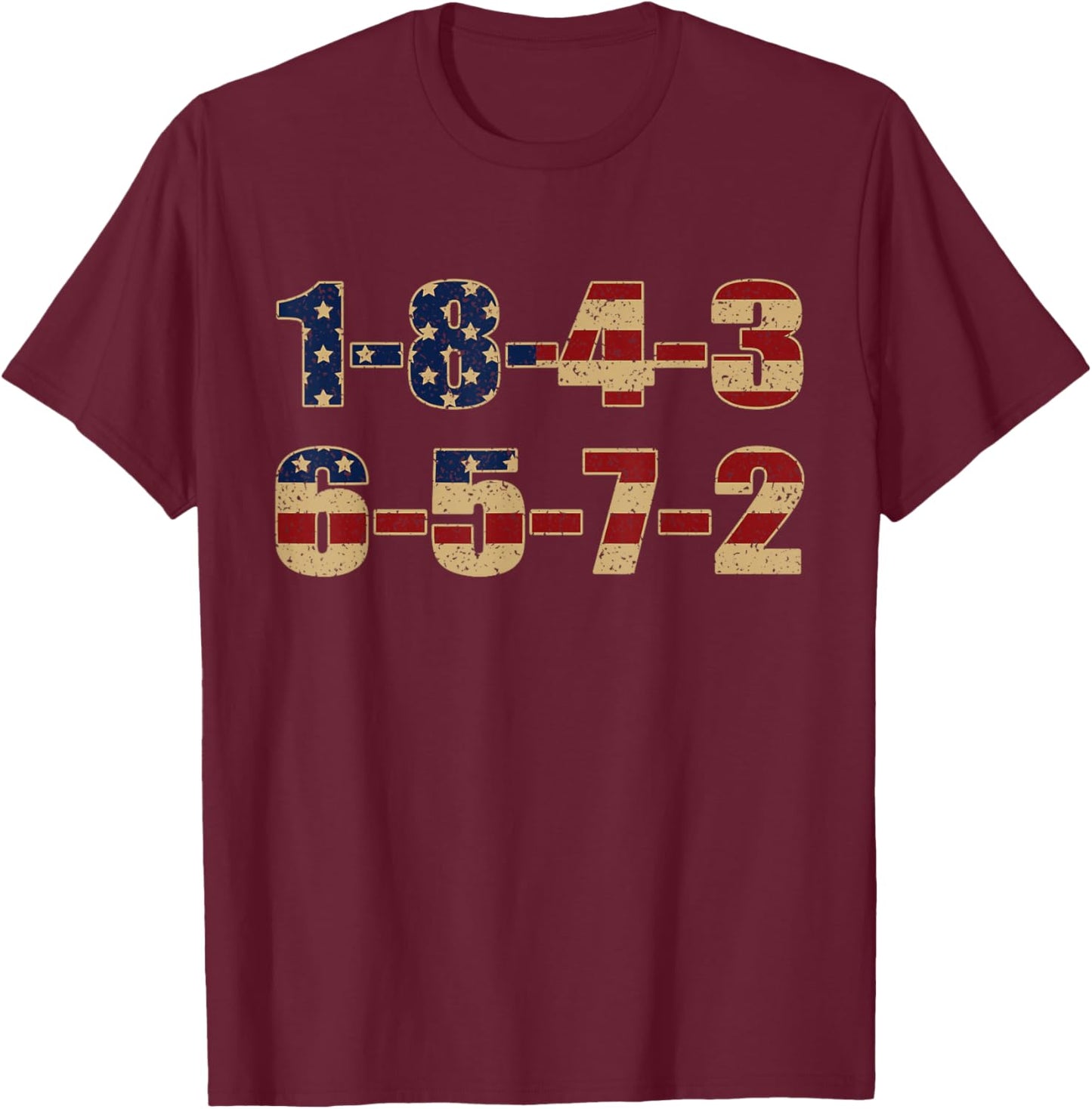 USA Flag 18436572 Firing Order Small Block Engine V8 Block T-Shirt - T-Shirt | Maroon