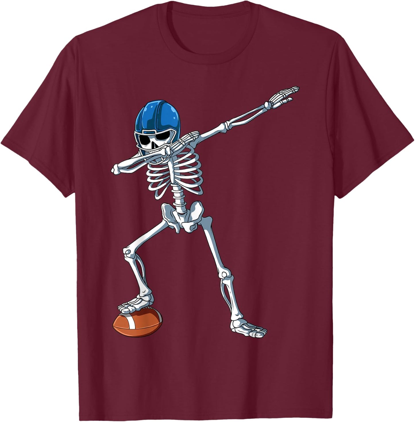 Dabbing Skeleton Football Dabbing Football Player Halloween T-Shirt - T-Shirt | Maroon