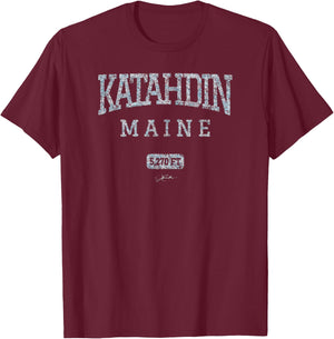 JCombs: Katahdin, Maine, 5,270 ft T-Shirt - T-Shirt | Maroon