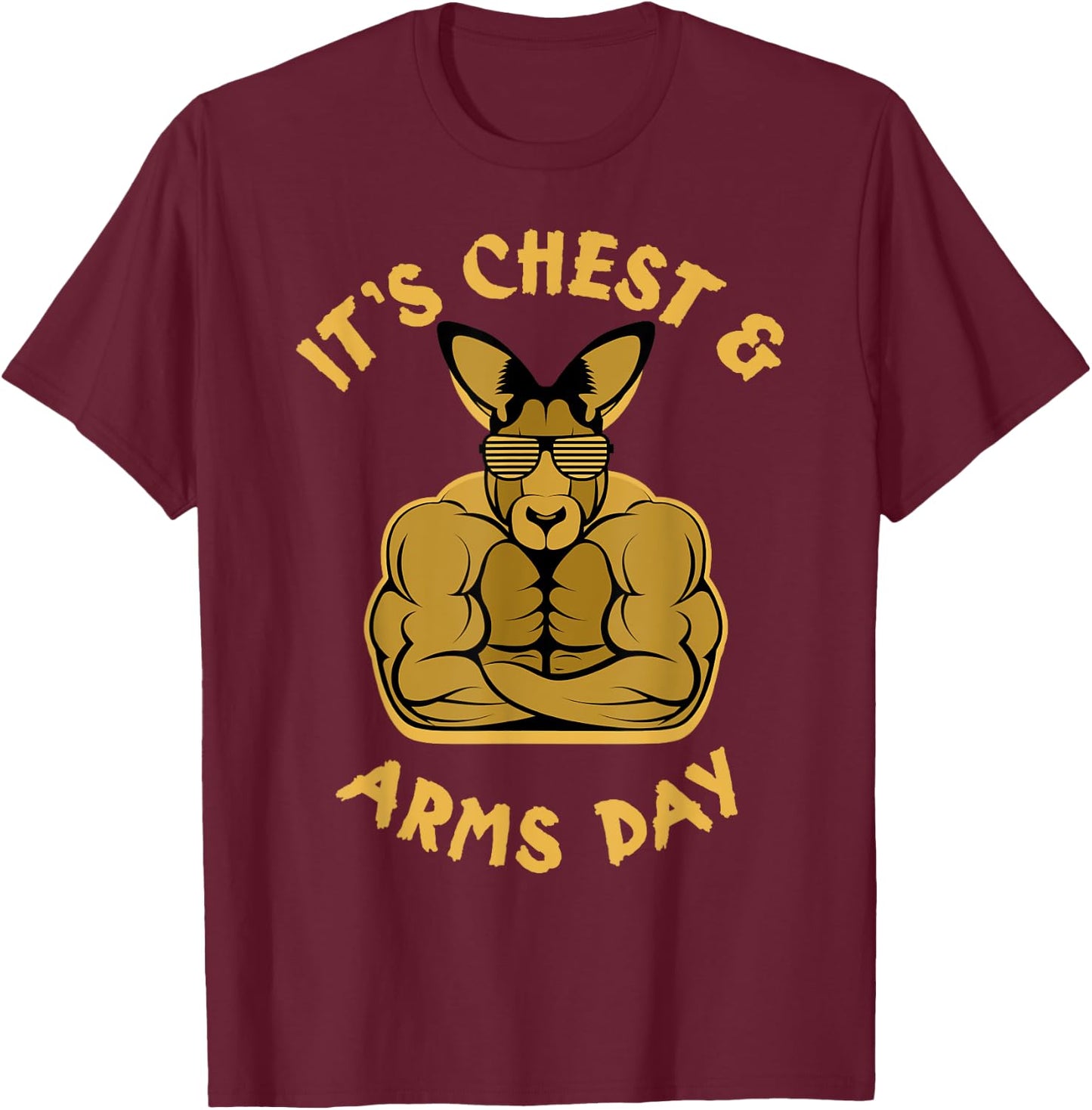 Weight Lifting Chest Arms Day Kangaroo Muscles Glasses Gift T-Shirt - T-Shirt | Maroon