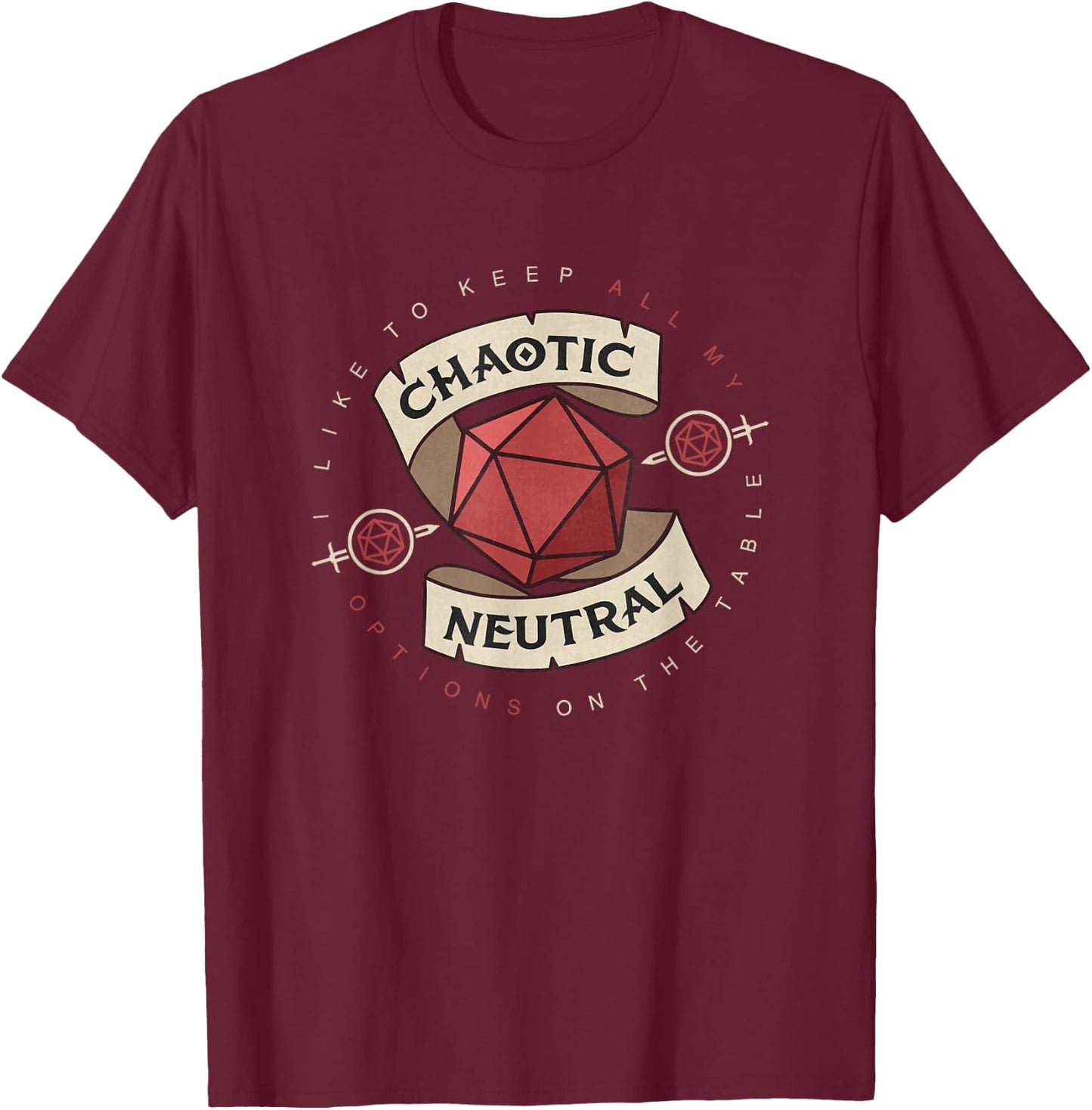 Table Role Play Vintage Game Chaotic Neutral Shirt T-Shirt - T-Shirt | Maroon