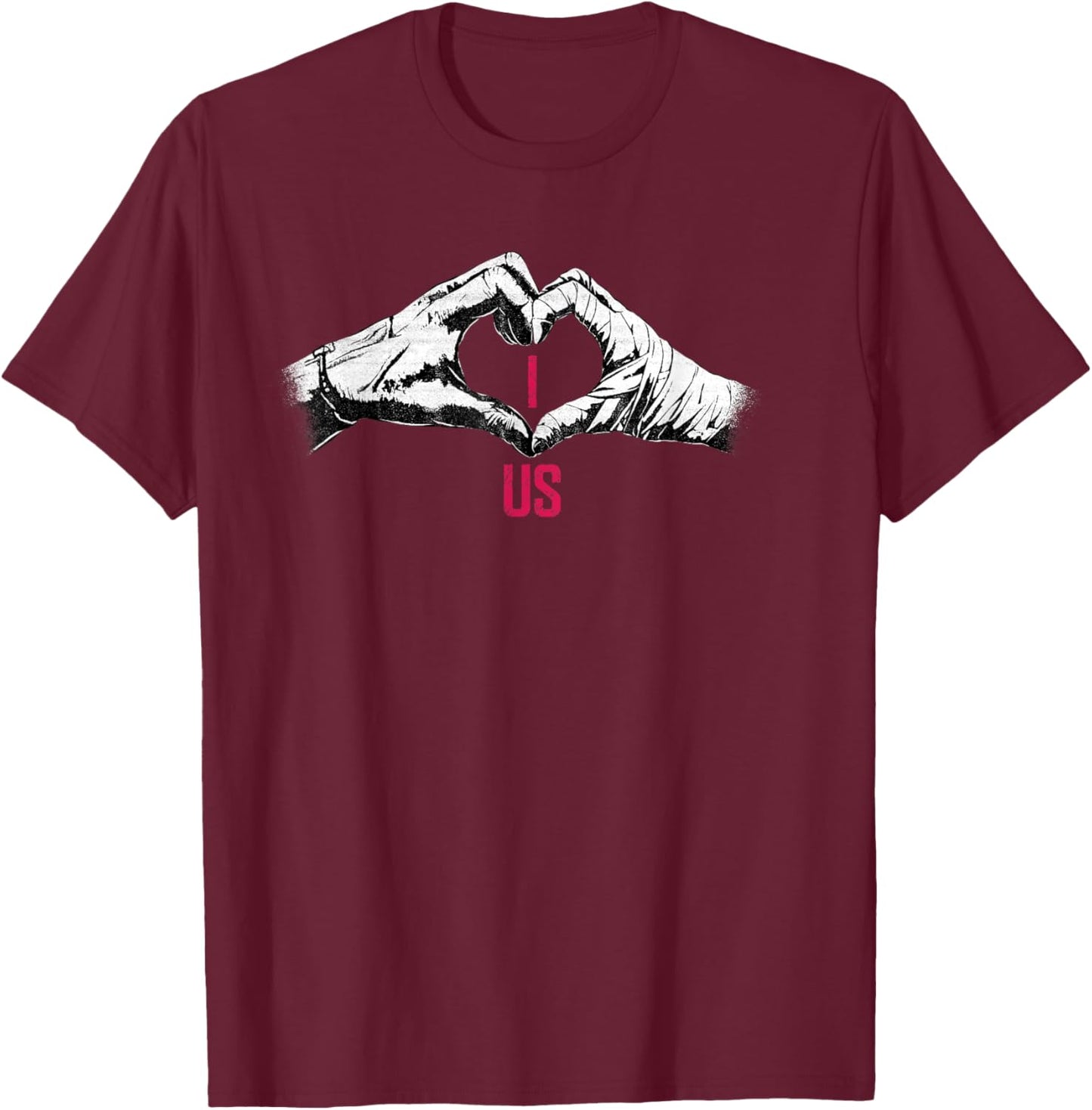 Universal Monsters Bride And Frankenstein I Heart Us T-Shirt - T-Shirt | Maroon
