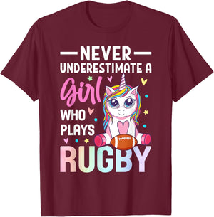 A Girl Who Plays Rugby Rugby Girl Female Rugby Player T-Shirt - T-Shirt | Maroon