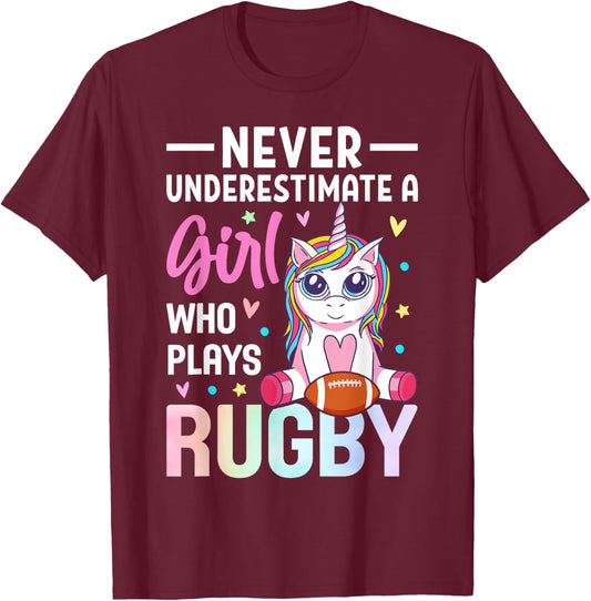 A Girl Who Plays Rugby Rugby Girl Female Rugby Player T-Shirt - T-Shirt | Maroon