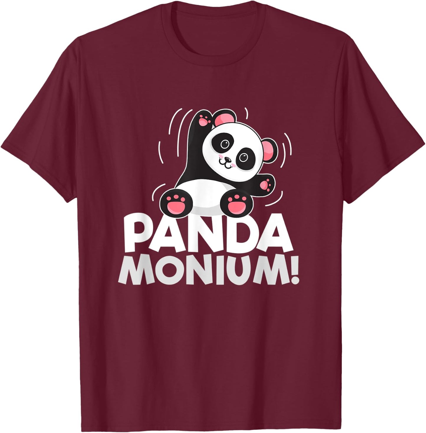 Pandamonium Funny Panda-Bear Pun T-Shirt - T-Shirt | Maroon
