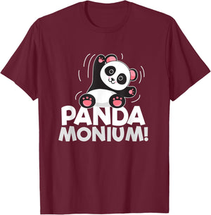 Pandamonium Funny Panda-Bear Pun T-Shirt - T-Shirt | Maroon
