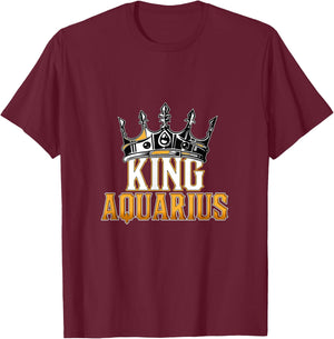 Happy Birthday Aquarius King Happy Birthday Black King T-Shirt - T-Shirt | Maroon