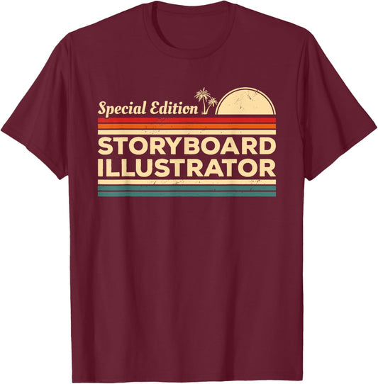 Vintage Storyboard Illustrator T-Shirt - T-Shirt | Maroon